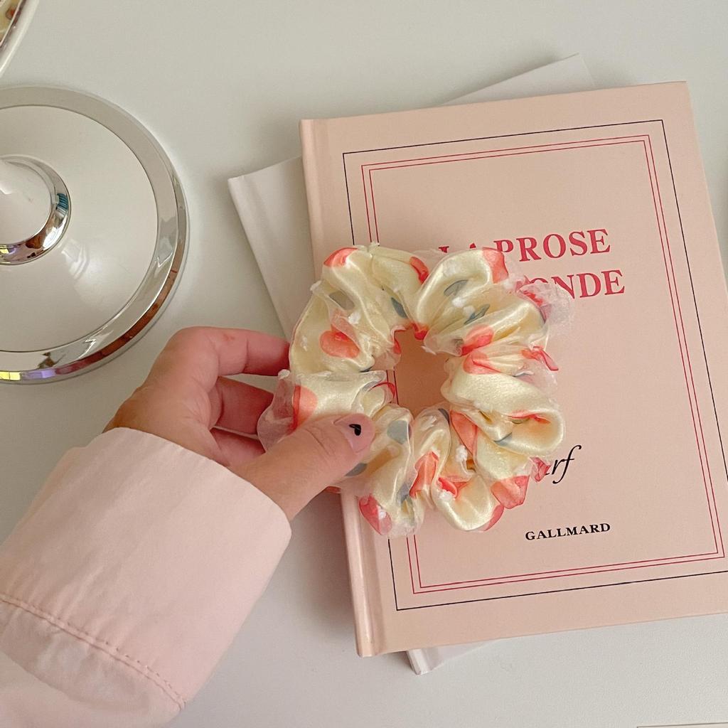 Sweet Korean Style Floral Mesh Hair Tie with Large Intestine Design - School Style Rubber Band E18