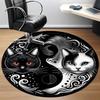 1pc Yin Yang Cats Chair Carpet for Office, Round Non Slip Durable Large Size Office Carpet, Suitable for Office