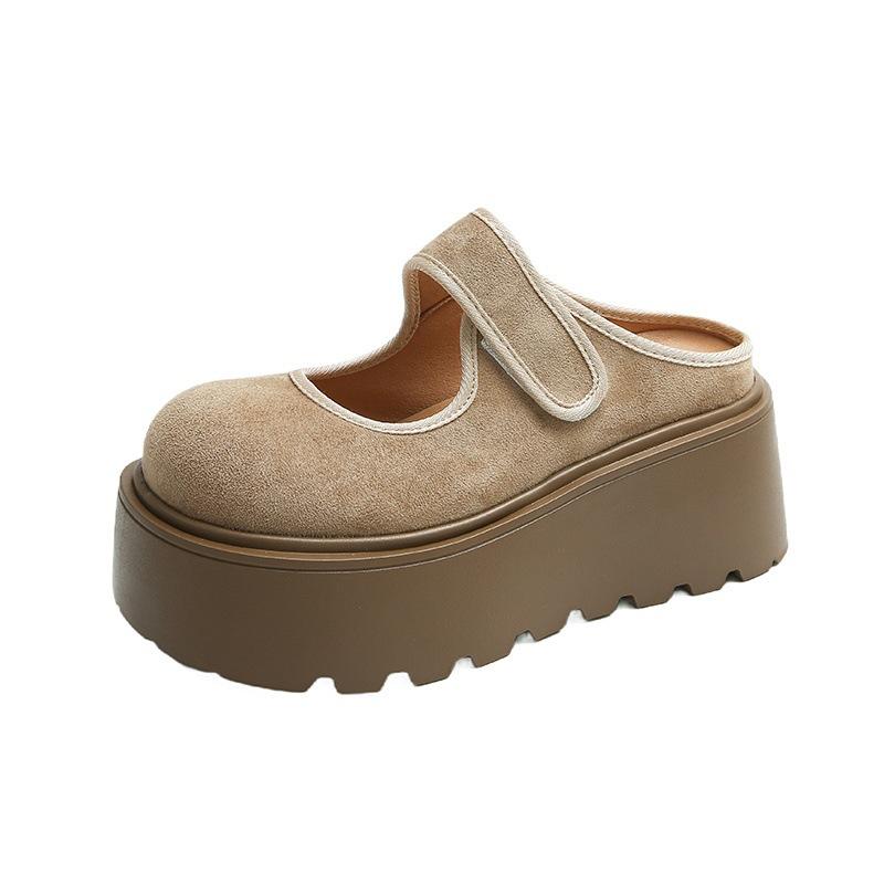 

Маффины толстоподошвенные сумка голова полушлепанцы женские для улицы 2025 новый весна и лето увеличение роста одна нога ленивые бокен обувь 41 темно-коричневого