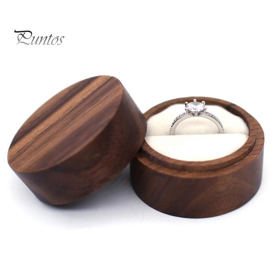 Ring Box Vintage Wooden Ring Storage Box Double Ring Display Case for Proposal Engagement Valentine Day