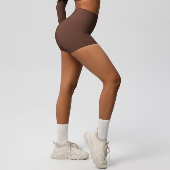 Women Sports Shorts High Waist Yoga Shorts Body Shaping Peach Butt Effect Tummy Control Shorts Elastic Waistband Solid Color Cropped Pants for Running