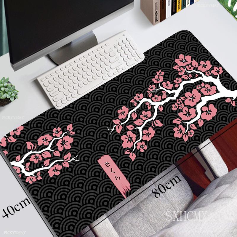 Rosa Kirschblüten Speed-Locking-Rand Großes Natürliches Gummi-Mauspad Wasserdichtes Gaming-Schreibtisch-Mauspad Tastaturmatte Für Damen