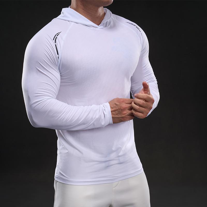 New Quick-drying Ice Silk Long-sleeved T-shirt Men's Casual Sports Elastic Fitness Outdoor T-shirt Top Men