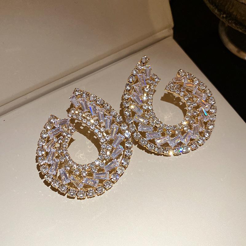 Silver needle zircon geometric water drop pendant earrings simple and fashionable earrings light luxury high-end earrings design sense niche