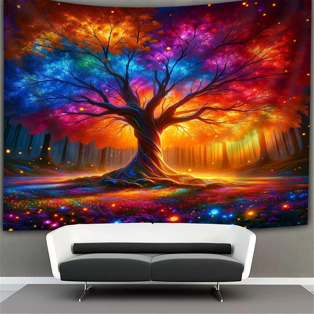 Magic Tree Fluorescent Tapestry Embrace the Magic of NatureUV tapestry wall hanging bedroom home party decoration
