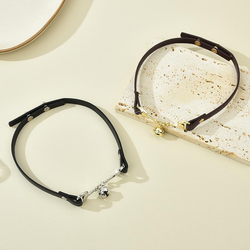 Punk Y2K Bell Pendant PU Leather Choker Vintage Necklace for Women Goth Jewelry Accessories