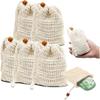 Set of 5 Soap Pouches 14 X 9 Cm Made of Cotton and Jute - Beige, Sturdy and Hangable