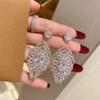 Huitan Gorgeous Hollow Design Drop Earrings For Women Sparkling Aesthetic Ear Accessories Delicate Elegant Wedding Band Jewelry