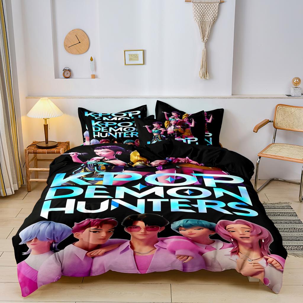 Kpop Demon Hunters Huntrix Bedding Set Single Twin Full Queen King Size Bed Set Adult Bedroom Sets BedDuvet Cover