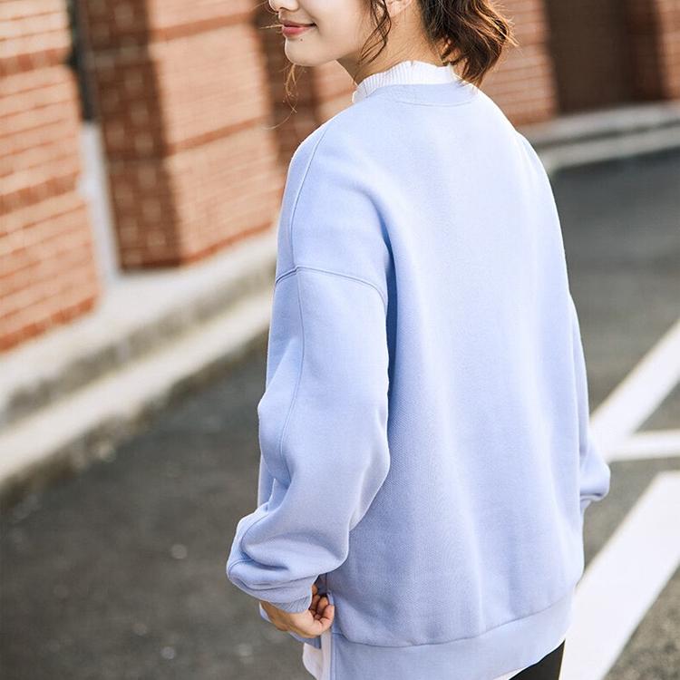 Anta Lifestyle Series Solid Color Round Neck Pullover Loose Sweatshirt Women Sweatshirt Yellow-Blue 162148705-3