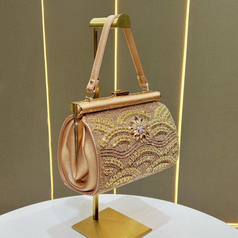 Evening Party Bag - Shiny Diamond-studded Shoulder Bag with A Slanted Strap, Elegant Evening Dress Bag