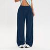 Women's Fashionable Solid Color Straight Leg Pants With High Waist Button Pockets And Elastic Waist Casual Pants