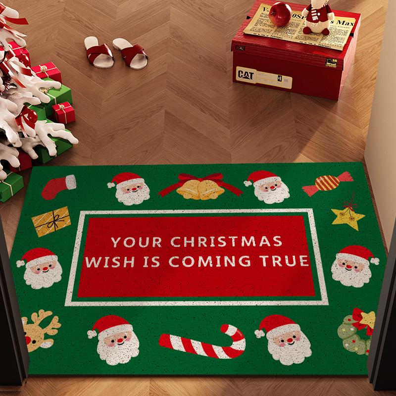 Christmas Loop Pile Non-slip Doormat: Wear-resistant, Cuttable, Ideal for Home Entrances 40*60cm