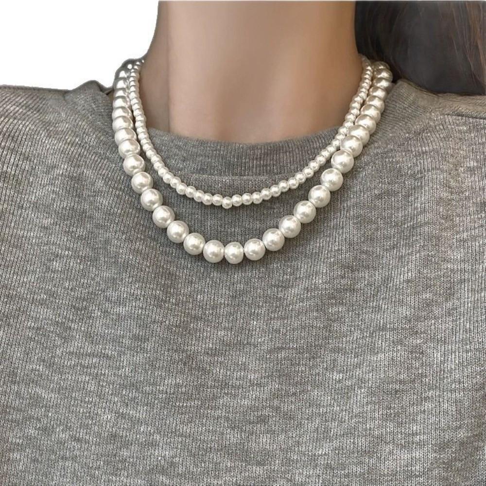 Beads Gray Pearl Necklace Imitation Clavicle Chain New Beaded Choker  Women