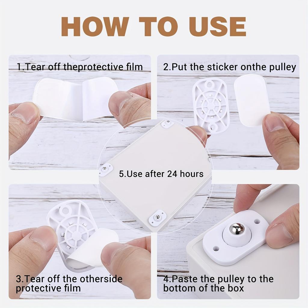 Selbstklebende Mini-Rollen, 360° Schwenkräder für Küchengeräte, Büro-Mülleimer, Aufbewahrungsboxen & kleine Möbel