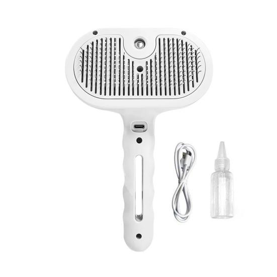 

3-в-1 щетка для ухода за домашними животными с распылителем мелкого тумана, щетка для удаления свободной шерсти с очисткой одной кнопкой, инструмент для вычесывания для собак и кошек, длинношерстных и короткошерстных животных белый