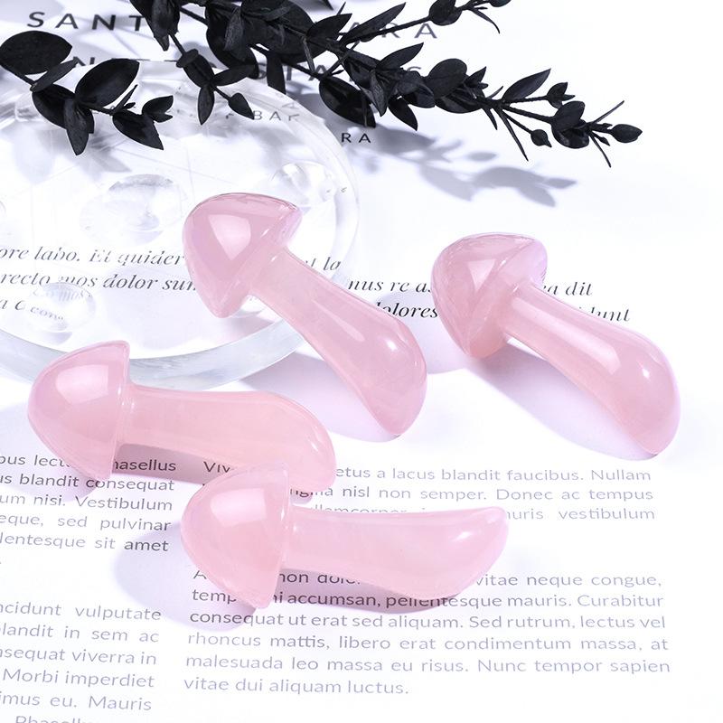 Natural Rose Quartz Mushroom Eye Massager Face Gouache Scraper Natural Stones Facial Lifting Massage Relieve Reduce Eye Fatigue