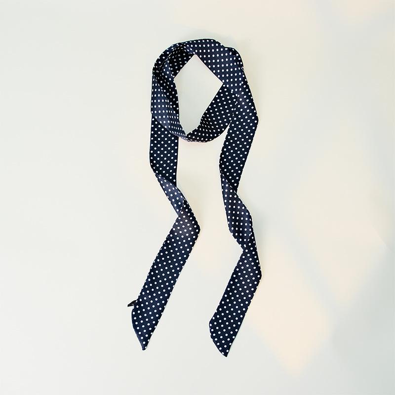 190cm Polka Dot Silk Scarf: Thin, Long, Versatile Ribbon for Hair, Waist, or Bag Accessory