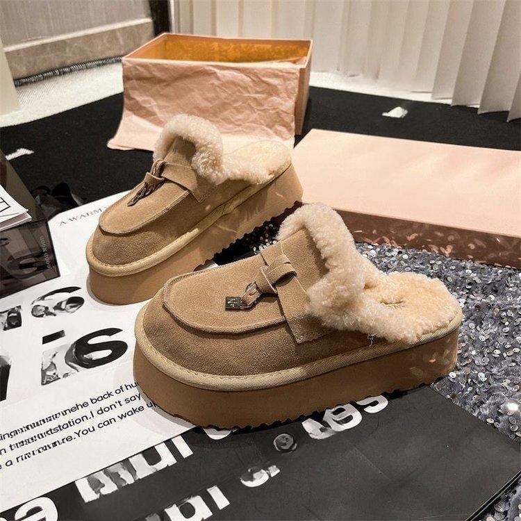 Тапочки из искусственного меха с меховой обвязкой для головы женские шлепанцы женские тапочки уютные универсальные шерстяные тапочки с нишевым дизайном 40 бежевый 2698₽