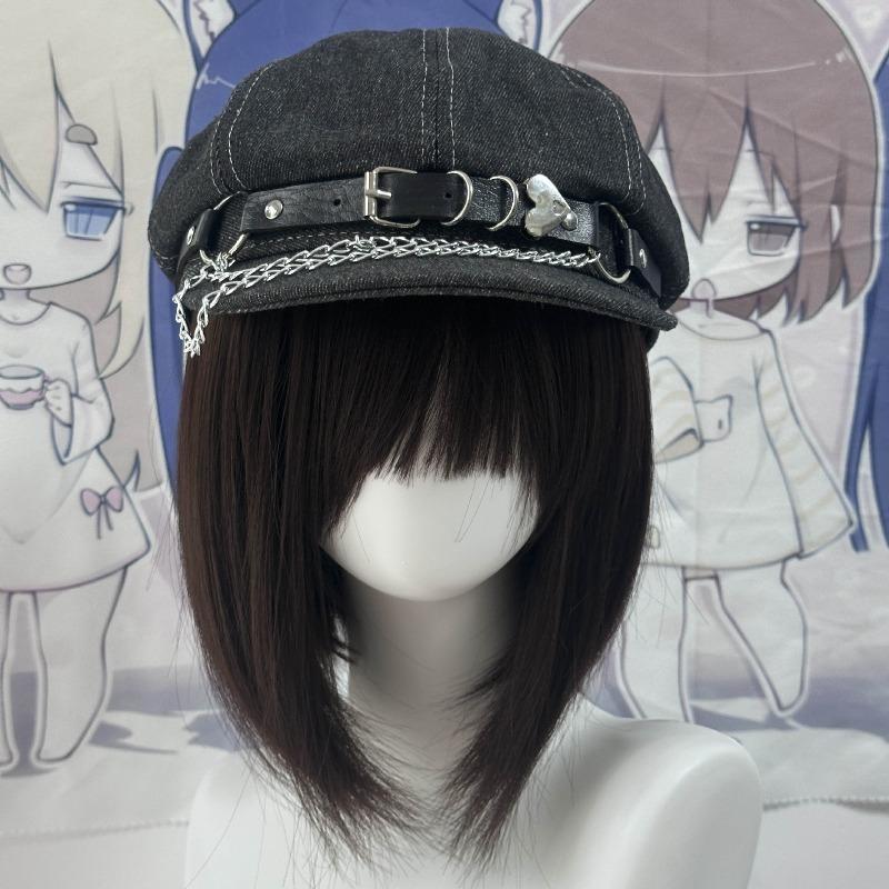 Gangster Inn Subculture Beret Metal Cool Cowboy Gray Sweet Cool Hat YK Painter Hat M(56-58cm)