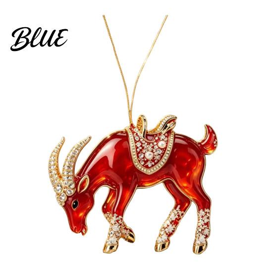 Acrylic Goat Hanging Ornament Christmas Tree Pendant Decorative with Decoration Rhinestone Golden Cord for New Year Party Xmas Pendant