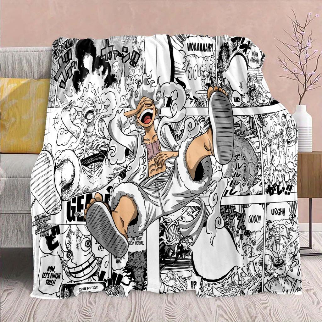 One Piece Anime Flannel Blanket - Soft Warm Perfect for Sofa, Bedding Camping Travel Office Home Decor -QJY