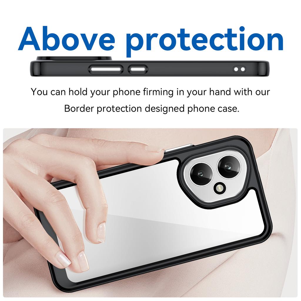 For Honor 400 5G (Global) Phone Case WANLONFENG XC Series TPU Acrylic Cover with Tempered Glass (Big Lens Hole)