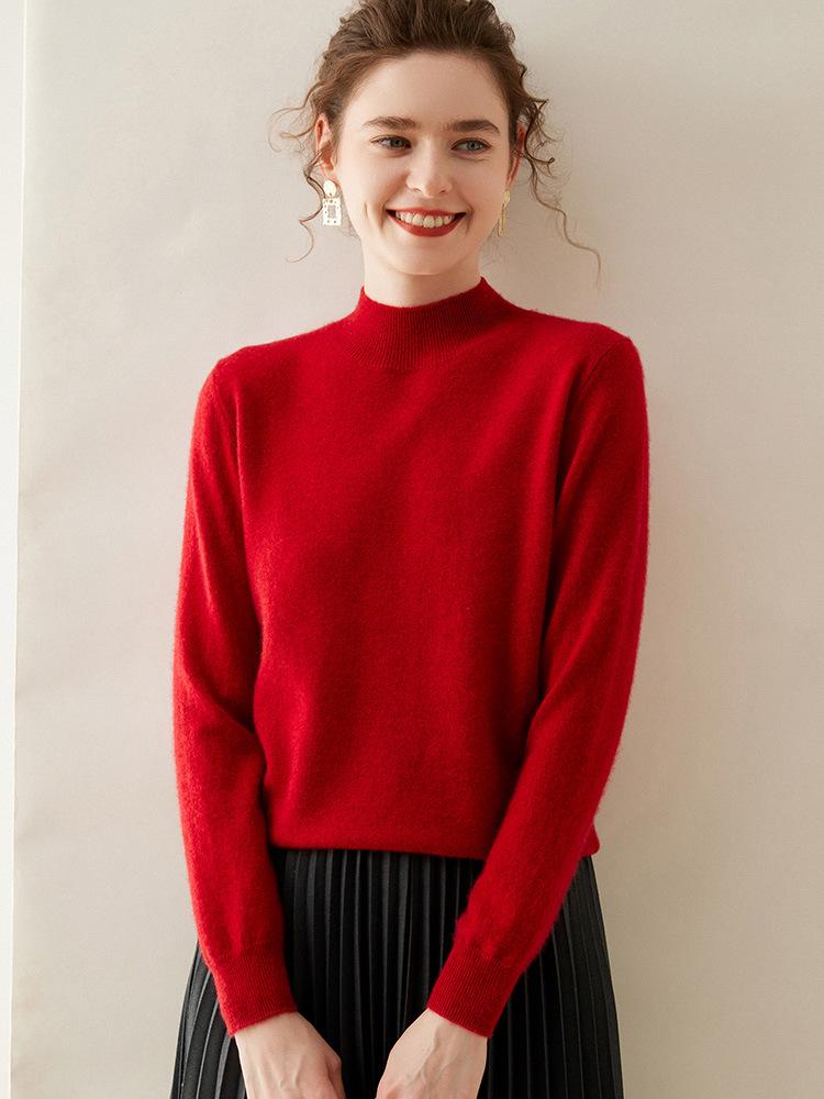 Women's Slimming Cashmere Half-High Neck Sweater - 100% Pure Cashmere, Versatile and Lightweight Knitwear