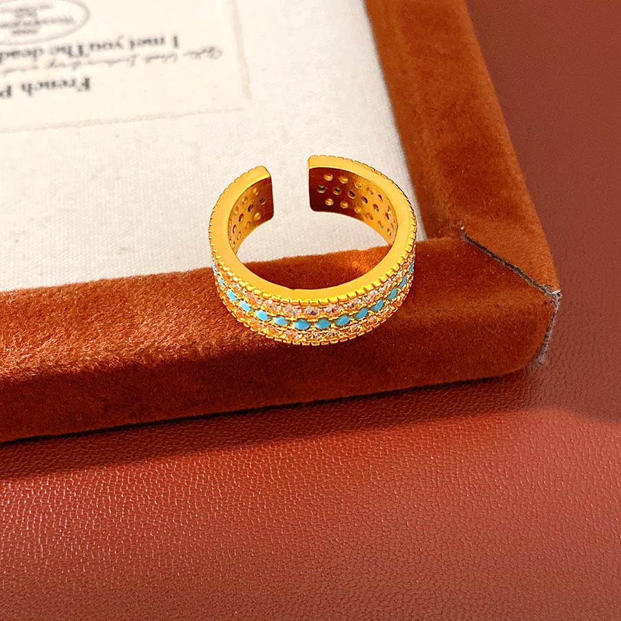 Retro Turquoise Open Round Ring: Shattered Reflections Index Finger Jewelry