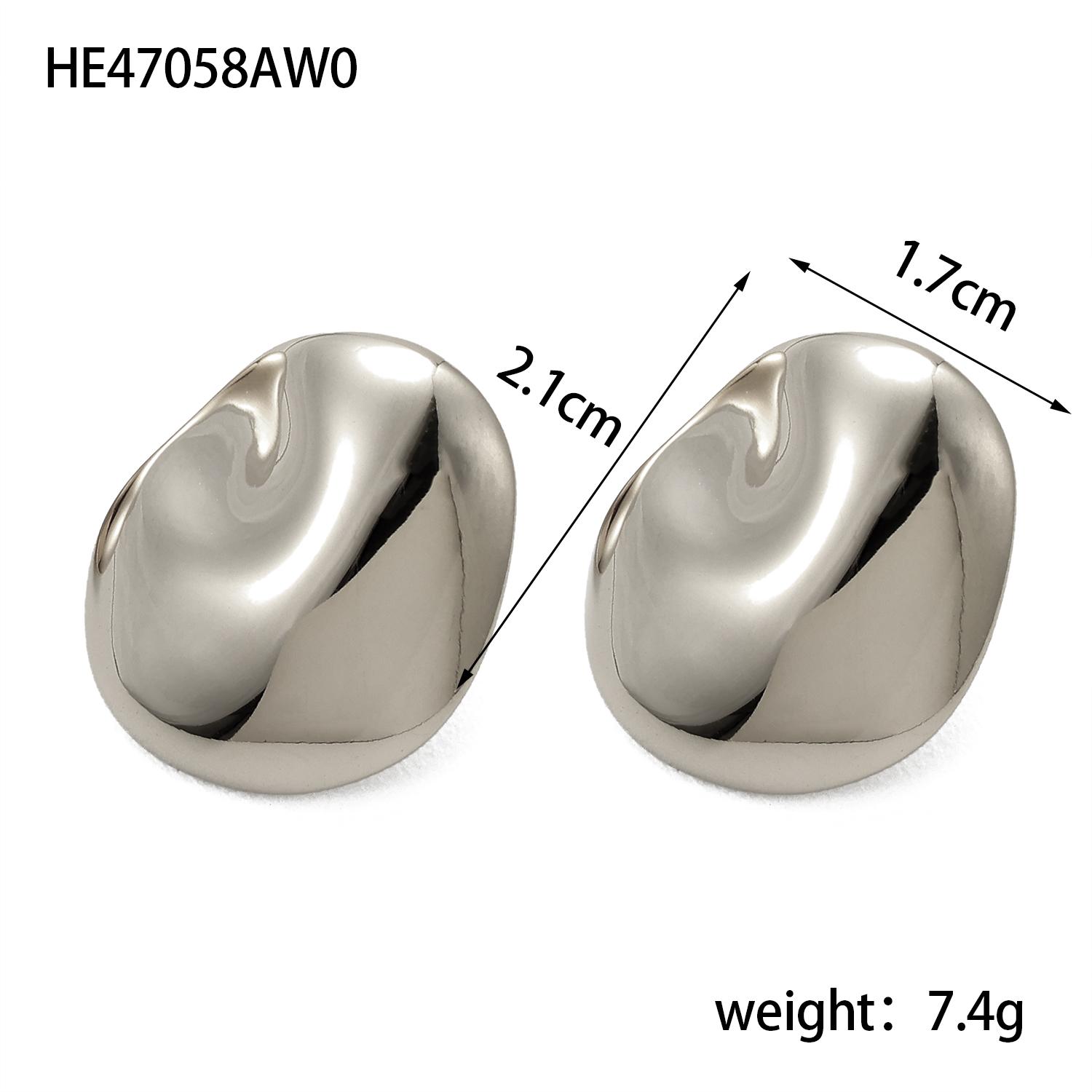 

CARLIDANA Fashion Gold-Plated Stud Earring Irregular Oval Shaped Stainless Steel High Quality Round Stud Earrings for Women Gift