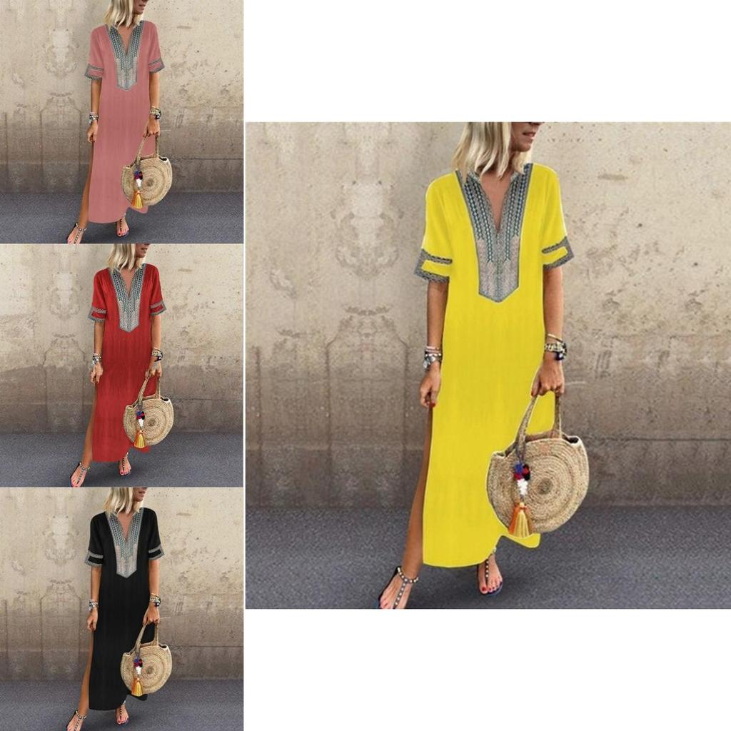 Elegant Plus Size Womens V-neck Long Maxi Dress For Effortless Summer Style