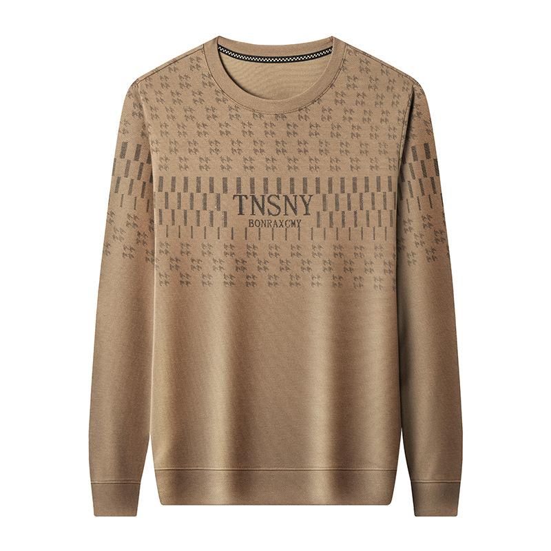 Sweater Men's Spring and Autumn High-end Trend Brand Men's Long Sleeve T-Shirt Crew Neck Pullover Bottom Shirt