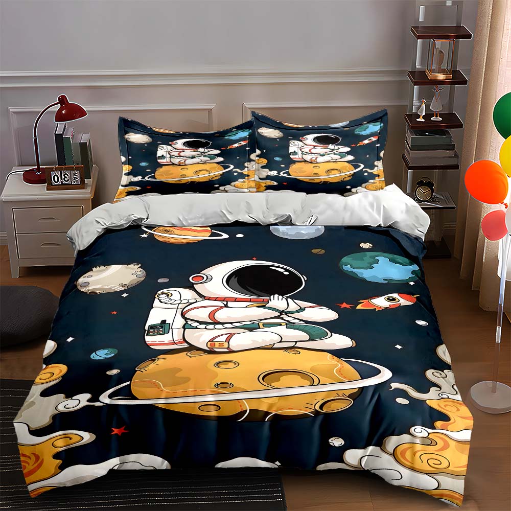 

Astronauts, planets, rockets. Bedding Duvet cover sets Duvet covers Pillowcases gifts (1 * Duvet Cover 2 * Pillowcases, without duvet insert) 135x200cm