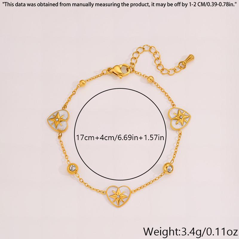 Elegant Women's Titanium Steel Bracelet with Diamond-Embedded Four-Leaf Clover and Eight-Pointed Star Design