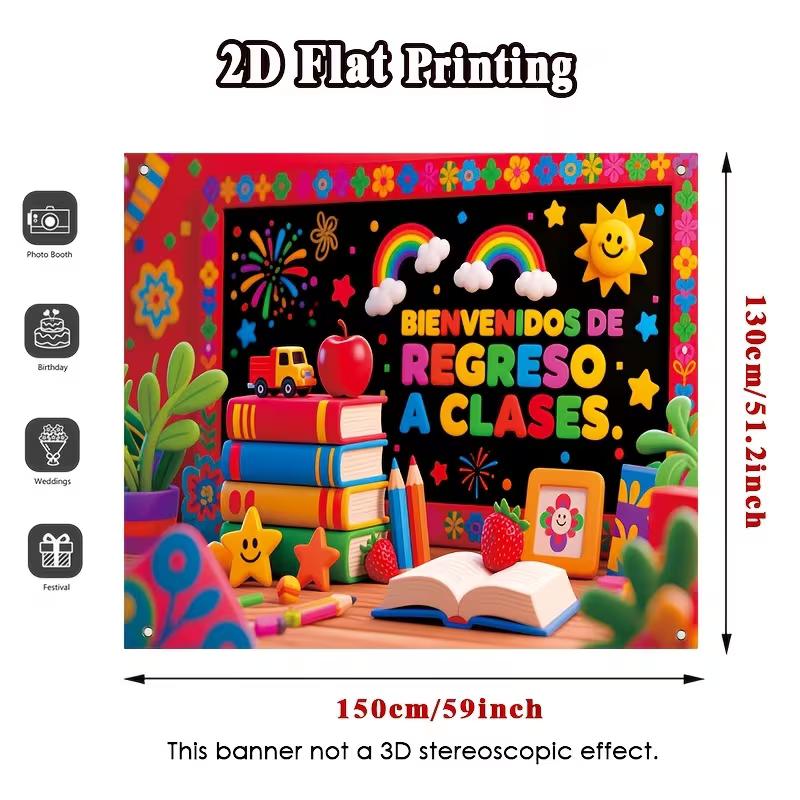 Bienvenidos De Regreso A Clases Backdrop, Spanish Back to School Banner