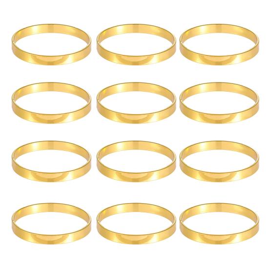 Yousheng 12Pcs Golden Napkin Rings Metal Circle Design Napkin Holders Buckles Family Dinner Wedding Party Table Decoration