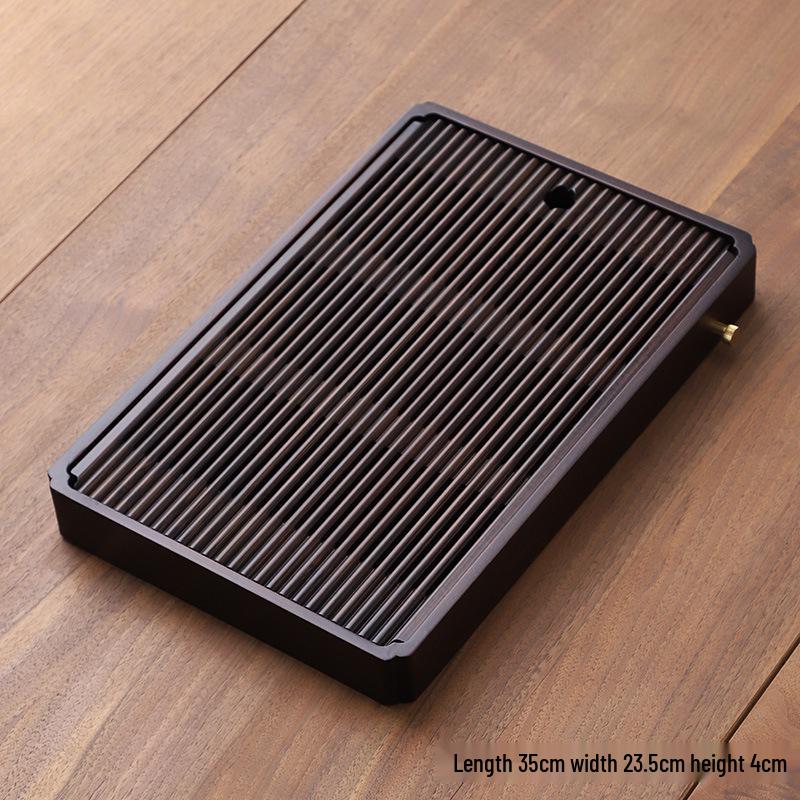 Bamboo Tea Tray with Water Storage - Simple Rectangular Design for Tea Sets