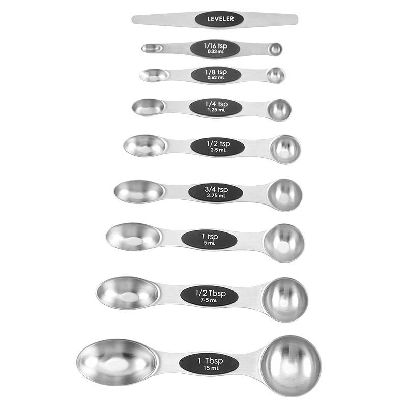 Magnetic Stackable 430 Stainless Steel Double-Ended Measuring Spoon Set with Scale