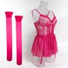 Olayna European-American Polka Dot Embroidered Nightgown with Stockings