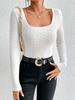 2026 Autumn Slim Square Neck Long-Sleeve Women's T-shirt - European & American Style