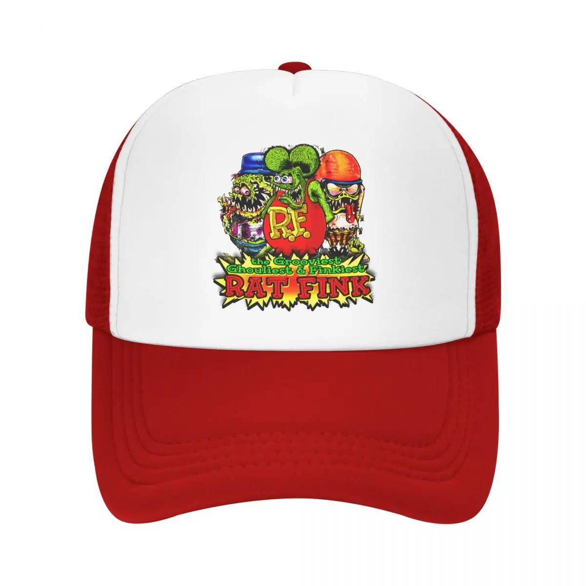 Custom Classic Anime Cartoon Rat Fink Baseball Cap Women Unisex Breathable Trucker Hat PerforUnisexce Snapback Caps One Size