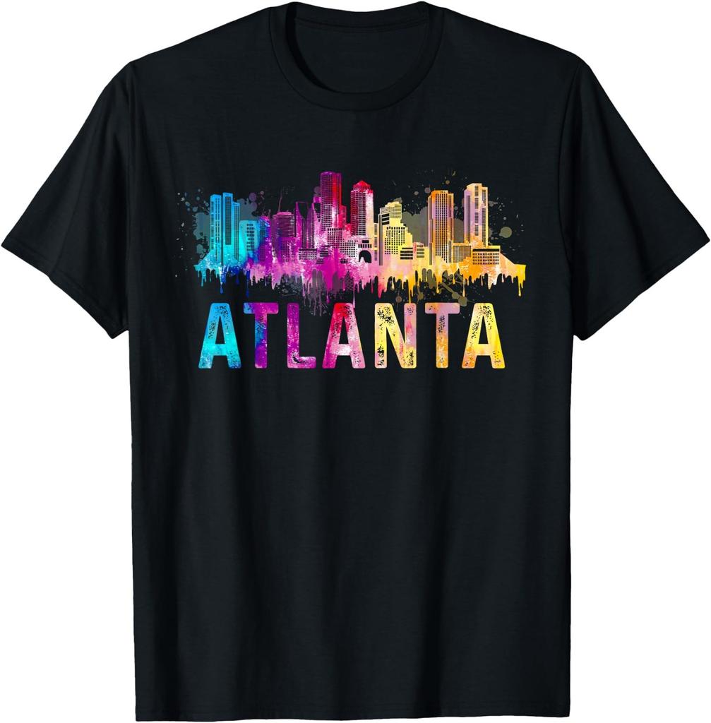 Atlanta Georgia Retro Watercolor Skyline Gifts T-Shirt
