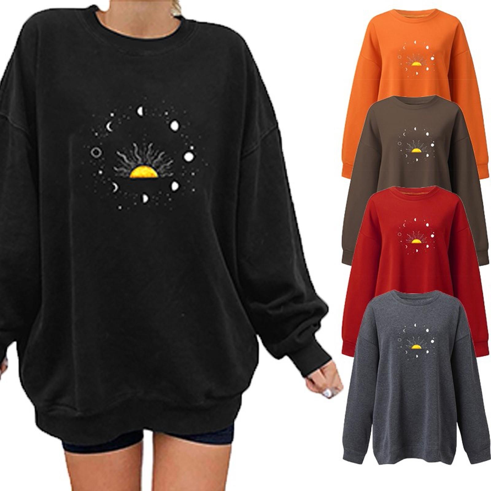 

Женская повседневная свободная толстовка с длинными рукавами и круглым вырезом