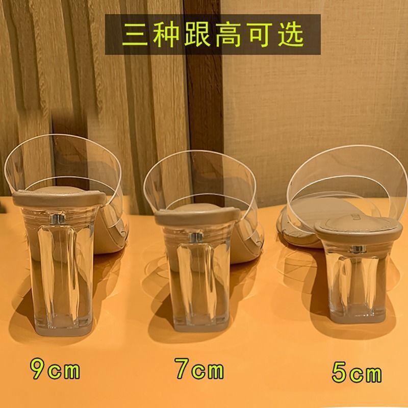 Transparent sandals summer outer wear 2025 summer new thick heel slippers crystal high heels large size sandals 41 a 43 women