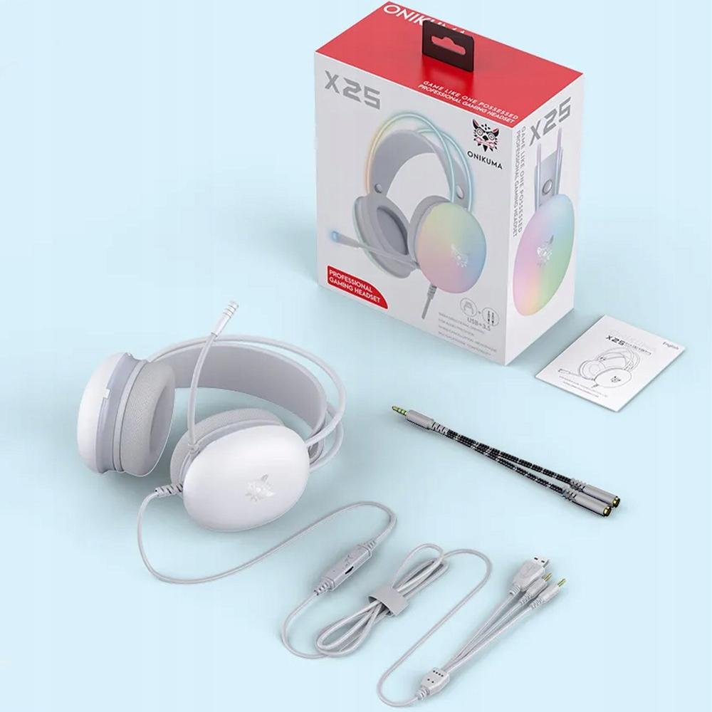 Onikuma słuchawki gamingowe z mikrofonem RGB X25