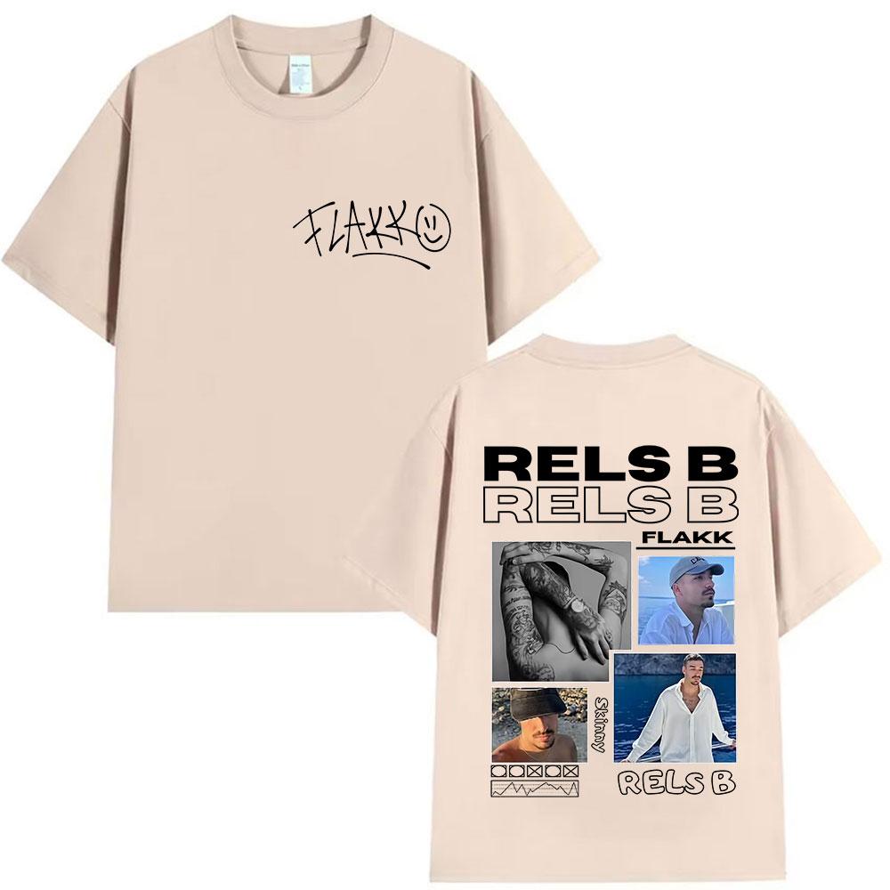 2025 Summer Rapper RELS B Thin Flakk Tour Fan Tshirt Male Hiphop Retro Cotton Shortsleeved Tshirt Clothing Top
