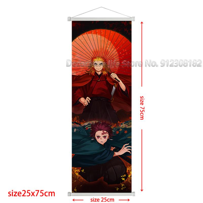 Demon Slayer Scroll Poster Kamado Tanjirou Canvas Painting Nezuko Classic Wall Art Pictures for Living Room Home Decoration