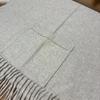 Used Made in Japan, 80% wool, 20% cashmere, beige, fringed, pocketed stole