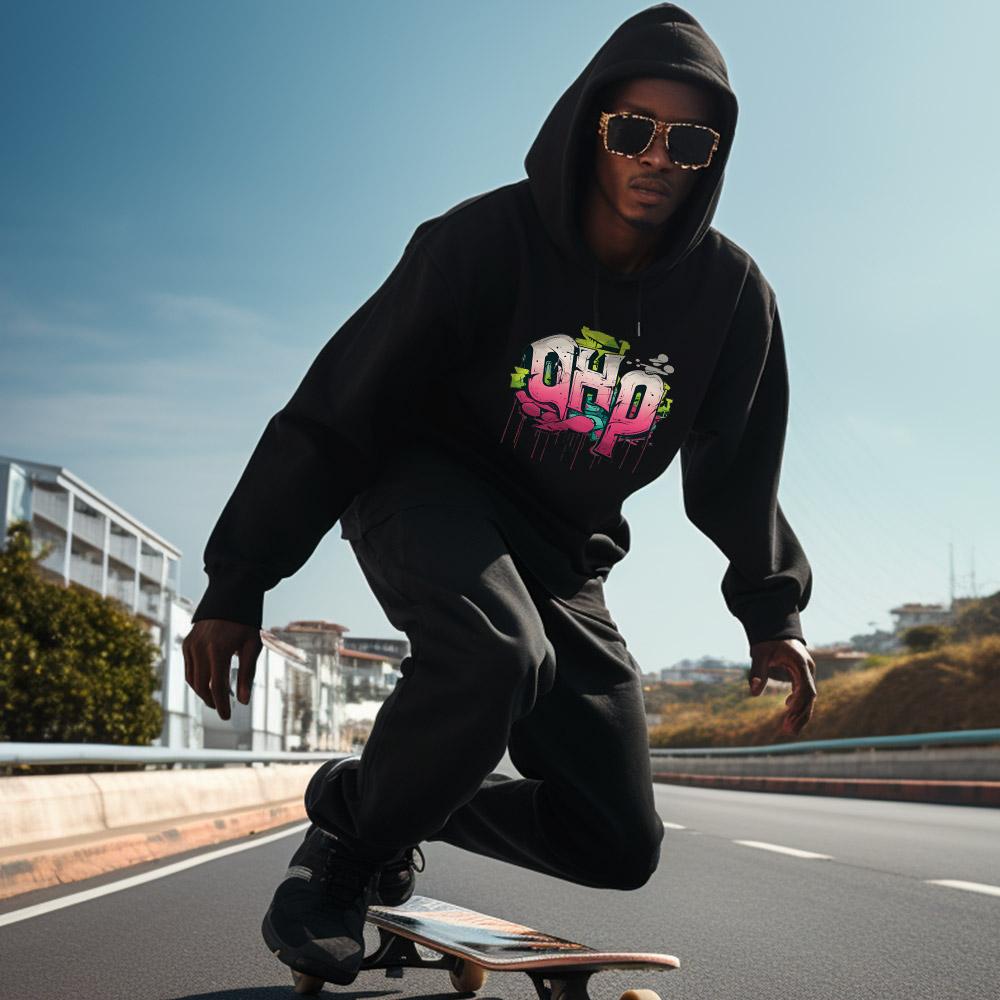 One Hundred Percent Ohp Graffiti Logo Basic Heavy Hoodie Gray/L