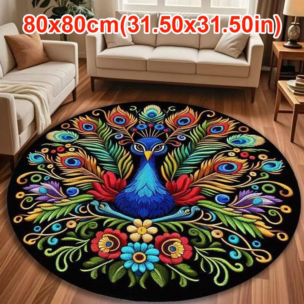 Special-shaped Peacock Carpet Non-slip Door Gasket Blanket  for Living Room Tea Table Bedside